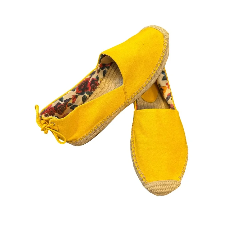 Vera Bradley Laceback‎ Espadrilles Women Size 7 Yellow Floral Slip On Flats